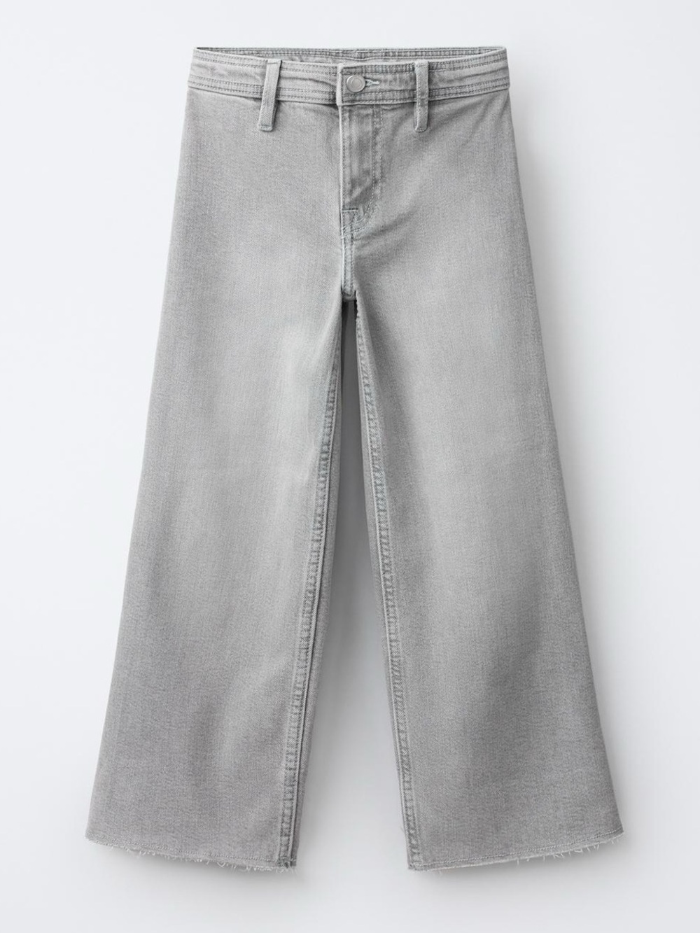Zara Light Grey Frayed-Hem Jeans